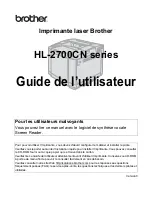 Preview for 1 page of Brother 2700CN - HL Color Laser Printer (French) Manual De L'Utilisateur