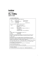 Preview for 3 page of Brother 9500 - HL 1660EN B/W Laser Printer User Manual