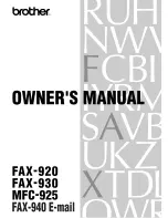 Brother FAX-920 Owner'S Manual preview