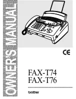 Предварительный просмотр 1 страницы Brother FAX-T74 Owner'S Manual