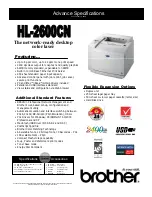 Preview for 1 page of Brother HL-2600CN Series Specifications