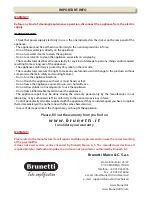 Предварительный просмотр 8 страницы Brunetti MARANELLO BLACK TOP Owner'S Manual