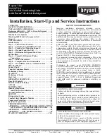 Bryant 569J 07A Series Installation, Start-Up And Service Instructions Manual preview