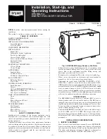 Preview for 1 page of Bryant ERVBBLHU1150 Installation, Start-Up, And Operating Instructions Manual