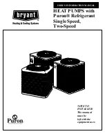 Bryant Puron Refrigerant Single Speed User'S Information Manual preview