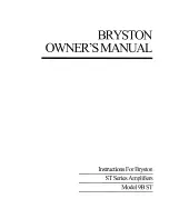 Bryston ST Series 9B ST Owner'S Manual preview