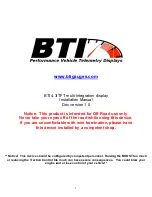 Preview for 1 page of BTI 4.3 TFT Installation Manual