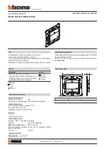 Bticino LIVINGLIGHT N4570CW Manual preview