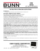 Bunn OHW Installation & Operating Instructions предпросмотр