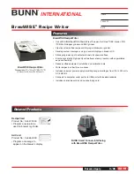 Bunn Recipe Writer BrewWISE Specification Sheet предпросмотр