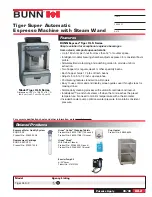 Preview for 1 page of Bunn Tiger Super Automatic Espresso Machine with Steam Wand XL S-2 Specification Sheet