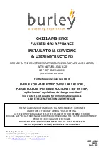 Preview for 1 page of Burley G4121 Installation, Servicing  & User Instructions