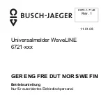 Preview for 1 page of Busch-Jaeger WaveLINE 6721 Installation And Operating Instructions Manual