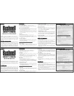 Preview for 2 page of Bushnell Night Vision 26-2036 Instruction Manual