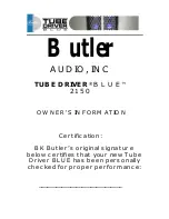 Butler TUBE DRIVER BLUE 2150 Owner'S Information предпросмотр