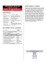 Предварительный просмотр 2 страницы BWI Eagle AIR-EAGLE SR PLUS 36-1420-2B-120VAC Product Information Bulletin