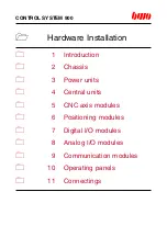 Preview for 1 page of BWO CONTROL SYSTEM 900 Hardware Installation