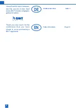 Предварительный просмотр 2 страницы BWT 6-501303 Installation And Operating Instructions Manual