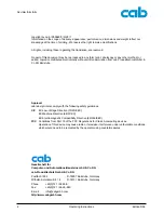 Preview for 2 page of CAB A2+ Operating Instructions Manual