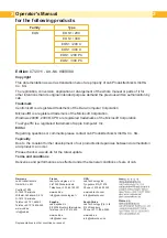 Preview for 2 page of CAB eos 1 Operator'S Manual