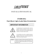 Preview for 1 page of Cable-Tronix CTADM-806a Installation Manual