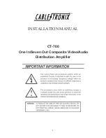 CableTronix CT-700 Installation Manual предпросмотр