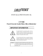 CableTronix CT-FMM Installation Manual preview