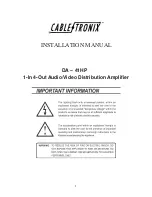 Preview for 1 page of CableTronix DA – 41HP Installation Manual