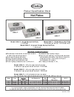 Cadco HOT PLATES CDR-1T Product Specification Sheet preview