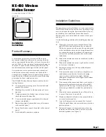 CADDX NX480 - ITI, Caddx Wireless Motion Detector Installation Instructions Manual предпросмотр