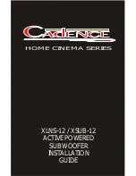 Preview for 1 page of Cadence Home Cinema XLNS-12 Installation Manual