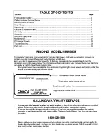 Preview for 2 page of Cadet 13A-325-101 Operator'S Manual