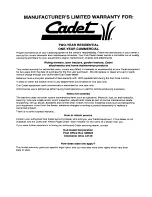 Preview for 39 page of Cadet 833R series Owner'S Manual