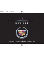 Preview for 1 page of Cadillac 2004 DeVille Personalization Manual