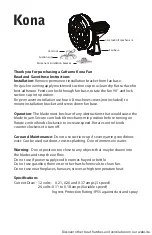 Preview for 2 page of Caframo Kona 817CA Instruction Manual