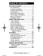 Предварительный просмотр 3 страницы Calculated Industries Construction
Master HeavyCalc 4320 Pocket Reference Manual