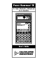 Calculated Industries Pocket Handyman IV User Manual preview