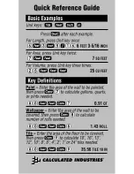 Preview for 20 page of Calculated Industries PROJECTCALC CLASSIC 8503 Pocket Reference Manual