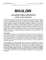 Preview for 15 page of Calder Brothers MAULDIN 1450 Installation And Parts & Service Manual