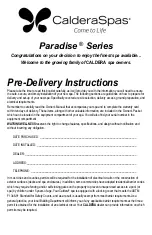 CalderaSpas paradise series Pre-Delivery Instructions preview