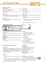 Предварительный просмотр 2 страницы Caleffi solar VBus Mounting, Connection, Installation