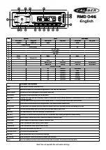 Preview for 2 page of Caliber RMD 046 Quick Start Manual