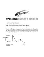 Предварительный просмотр 2 страницы Califone 1216-USB Owner'S Manual