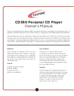 Предварительный просмотр 2 страницы Califone CD360 Owner'S Manual