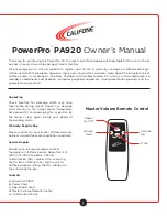 Предварительный просмотр 3 страницы Califone PA920 PowerPro Owner'S Manual