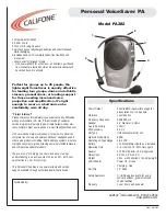 Preview for 1 page of Califone VoiceSaver PA282 Specifications