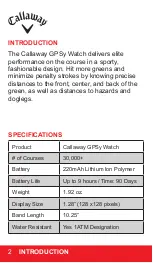 Preview for 2 page of Callaway GPSy Watch Manual