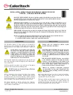 Preview for 1 page of Caloritech EXC Installation, Operation And Maintenance Instructions