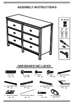 Camaflexi Baja 6 Drawer Shabby White Dresser Assembly Instructions Manual preview