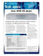 Preview for 1 page of Cambridge Audio Azur 340C Specifications